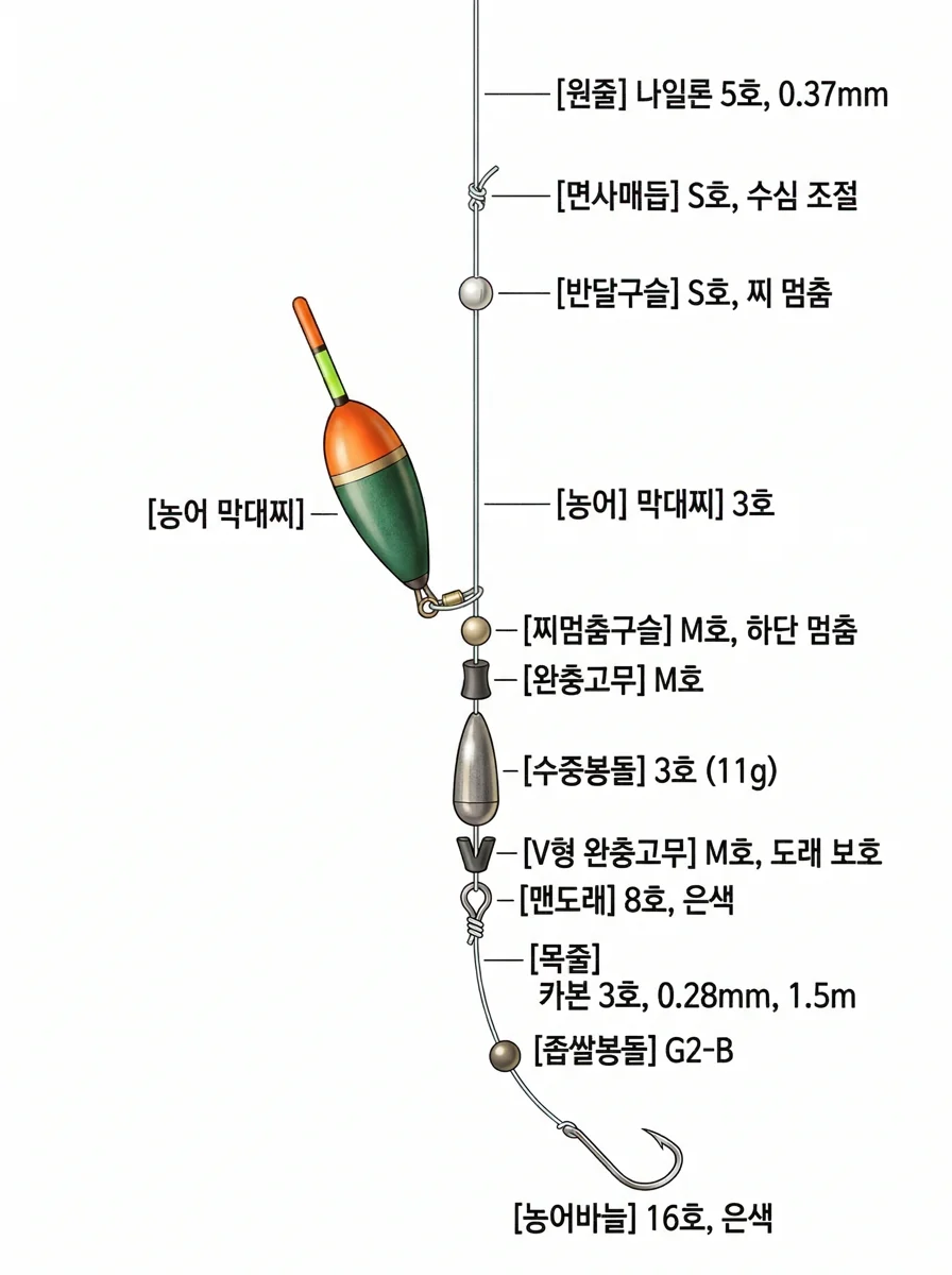 농어찌 채비 채비 이미지