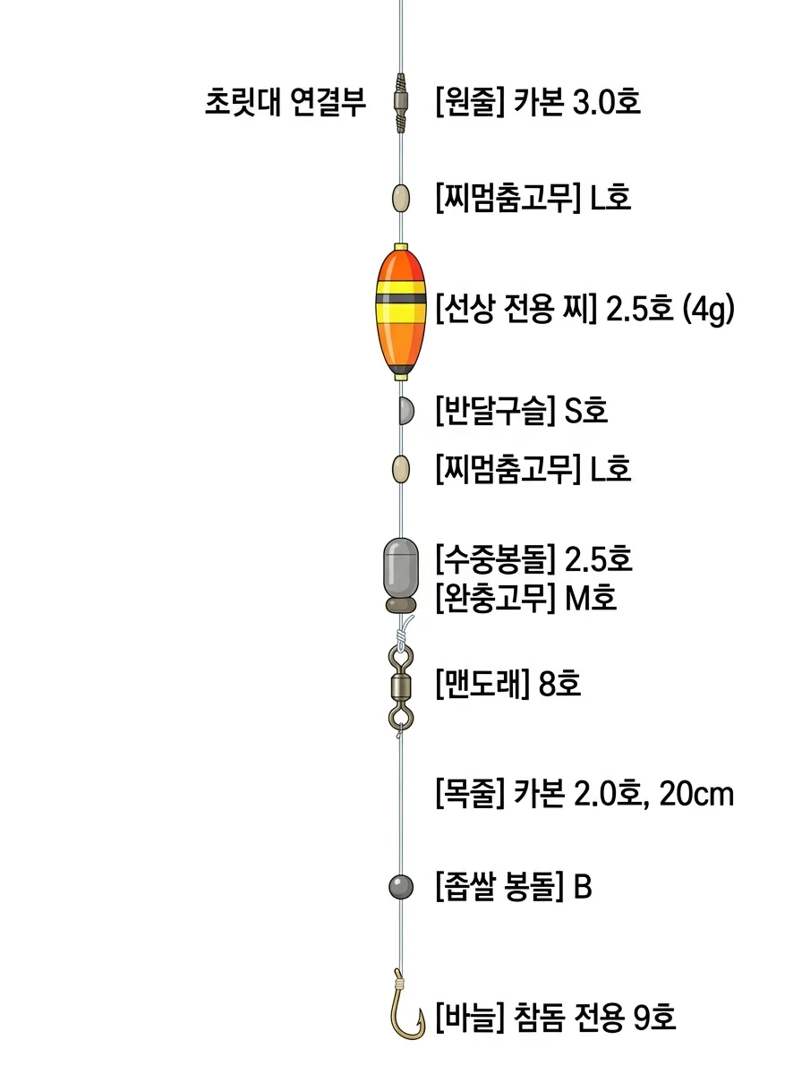 선상 찌채비 채비 이미지