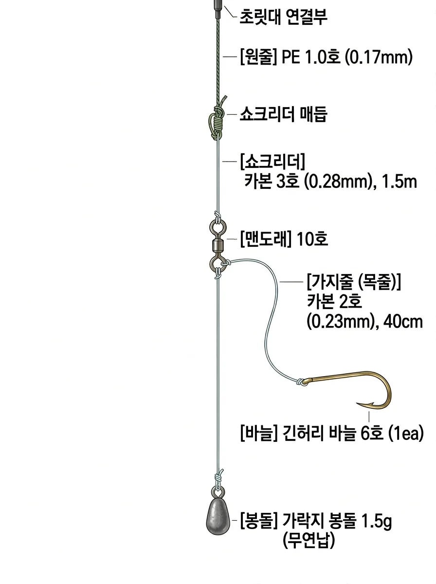 견지 채비 채비 이미지