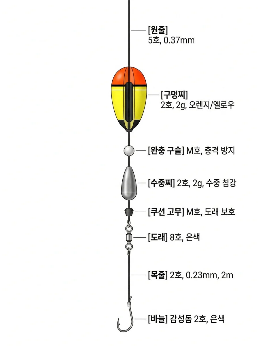 전유동 찌채비 채비 이미지