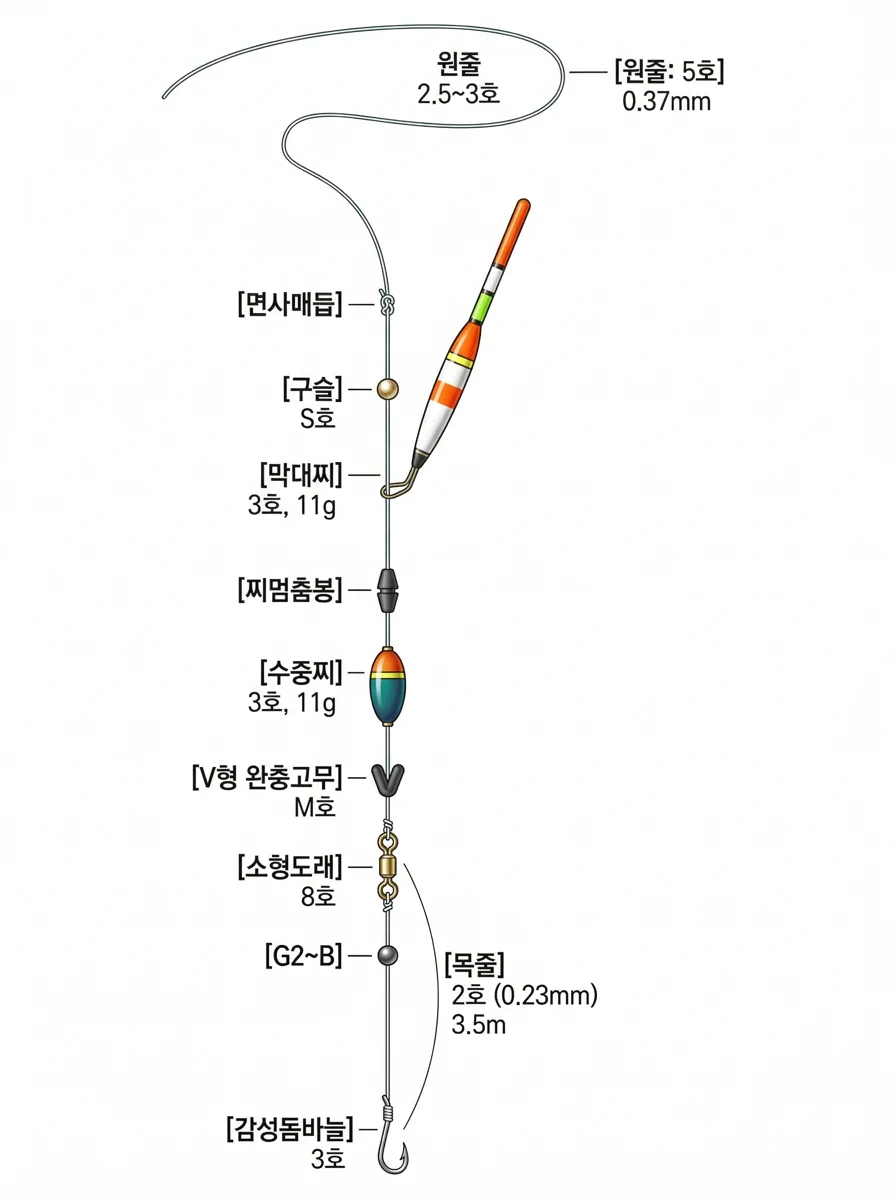 막대찌 채비 채비 이미지