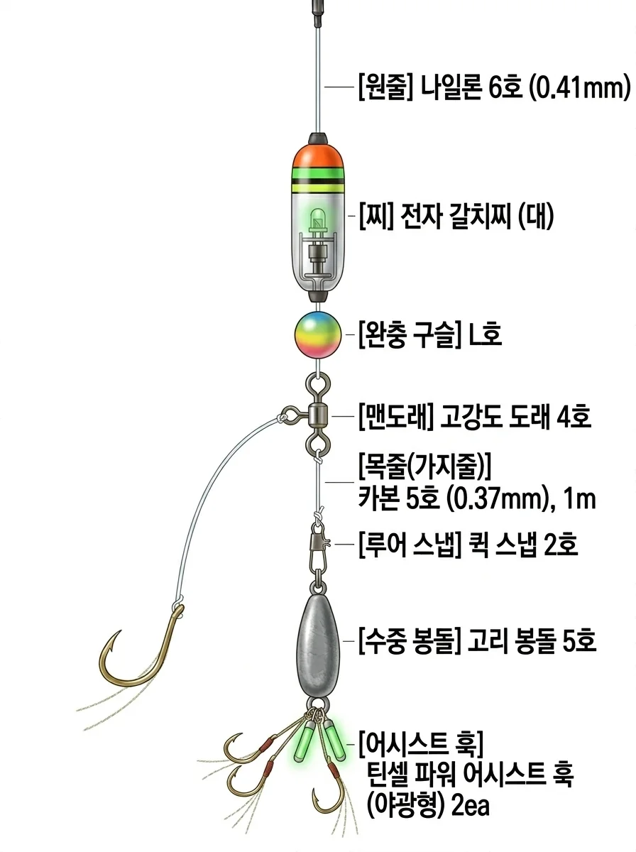 갈치찌 채비 채비 이미지