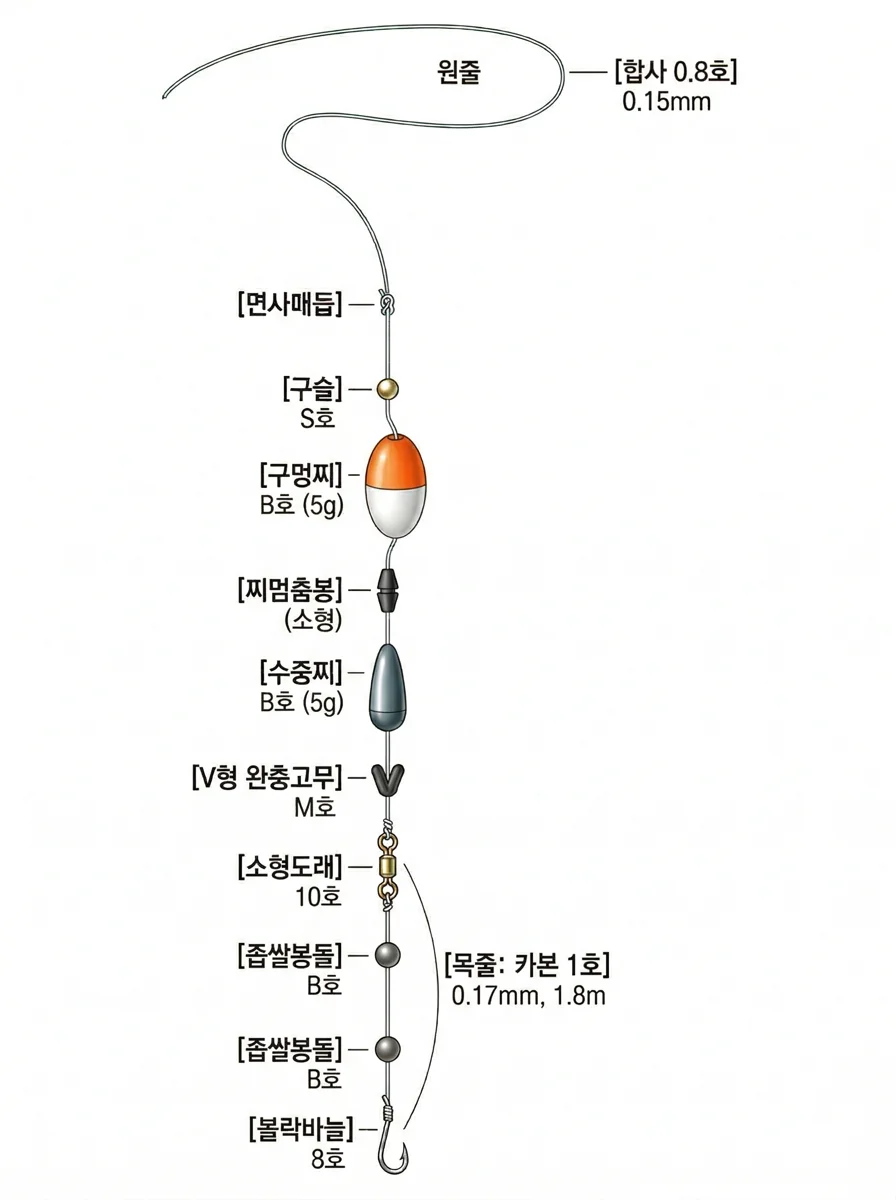 볼락 찌채비 채비 이미지