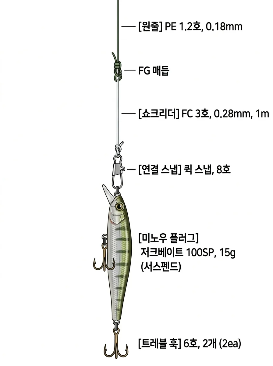 미노우 채비 채비 이미지