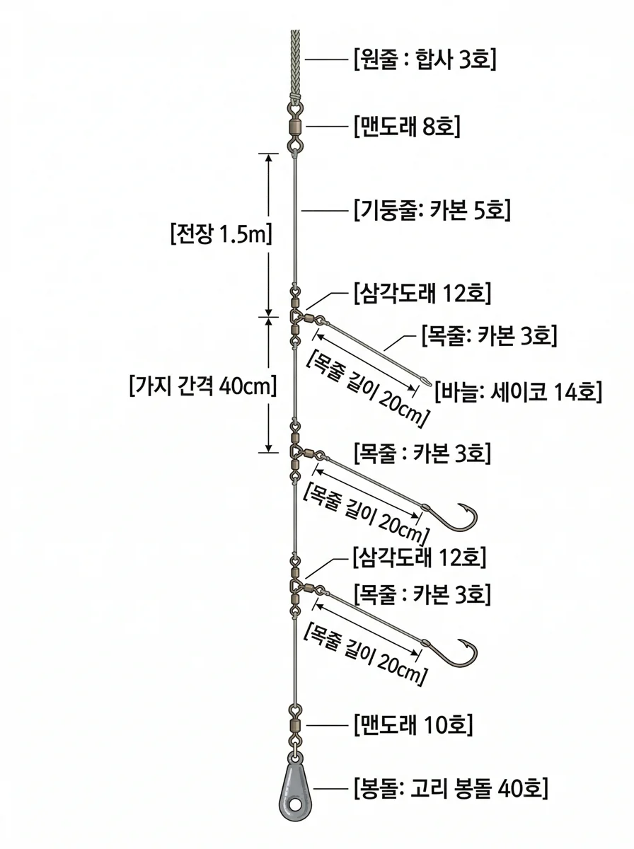 외줄 채비 (선상) 채비 이미지
