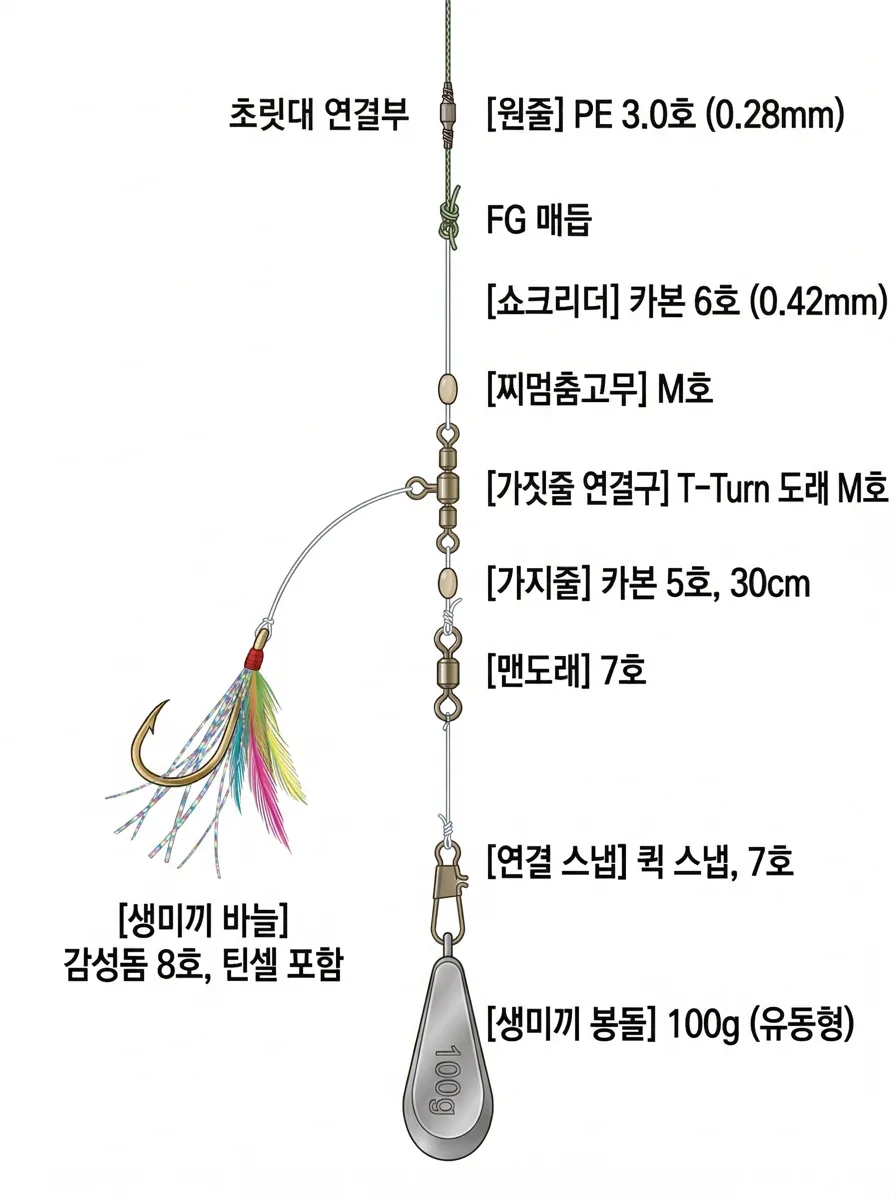선상 생미끼 채비 채비 이미지