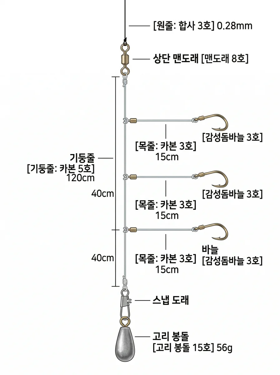 외줄낚시 채비 채비 이미지